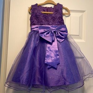 Gorgeous Purple Girls Dress with Flower and Glitter